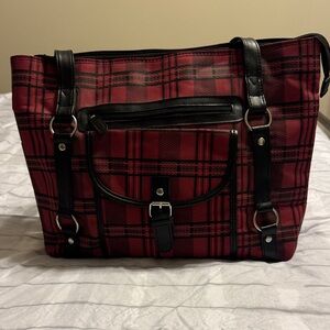 XL Plaid Red and Black Women's Tote Bag
